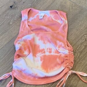 Tilly’s pink and white tie die tank top with cinch size xs